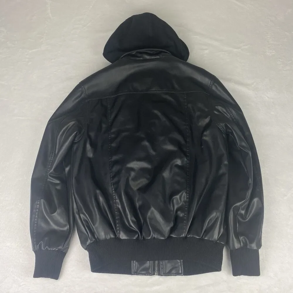 i Jeans By Buffalo Jacket Mens Small Black Hooded Full Zip Pockets Casual